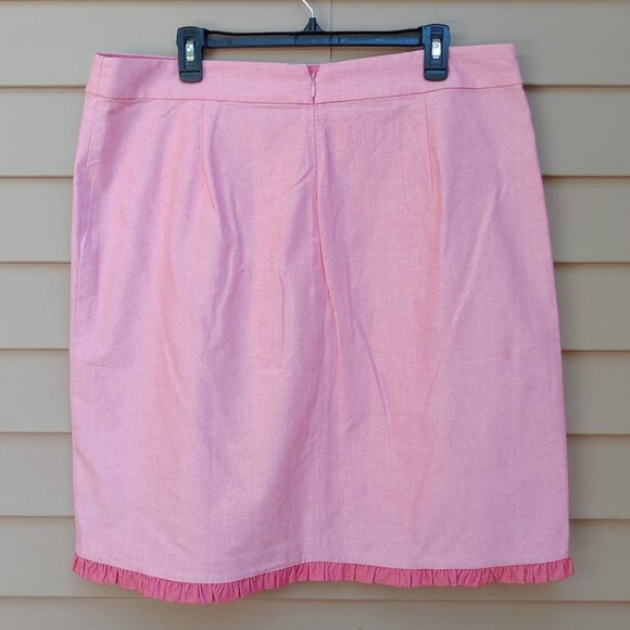 J. Crew Plus Oxford Red Skirt H4868 Nantucket Ruffle Trim Wrap 100% Cotton - Picture 8 of 12